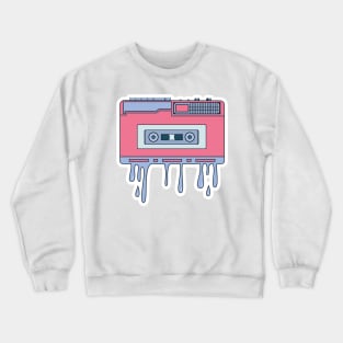 Boombox stereo and Cassette music vector sticker design illustration. Retro icons portable stereo cassette recorder sticker design logo. Crewneck Sweatshirt